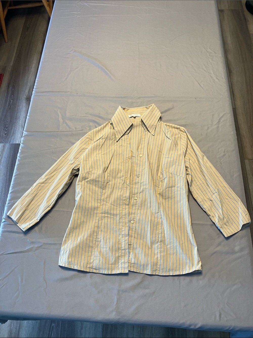Naracamicie Striped Button-Down in Tan and Sky Blue